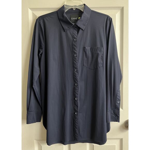 LYSSE Bundle Of 8 Solid Print Button Down Wrinkle Resistant Career Blouses Tops - Picture 11 of 16